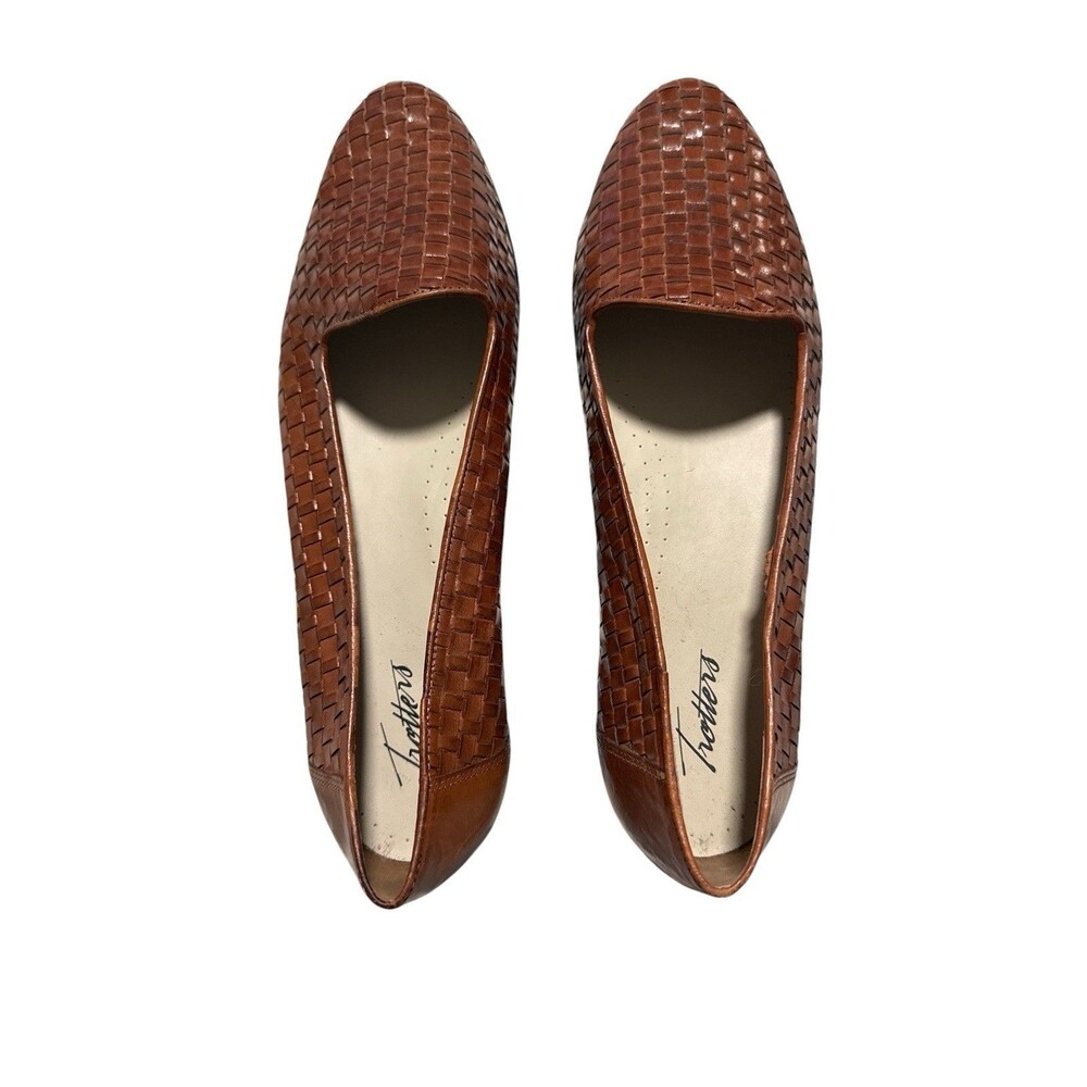 Trotters Liz Woven Leather Loafers Brown Slip On Comfort Flats Women’s 11M